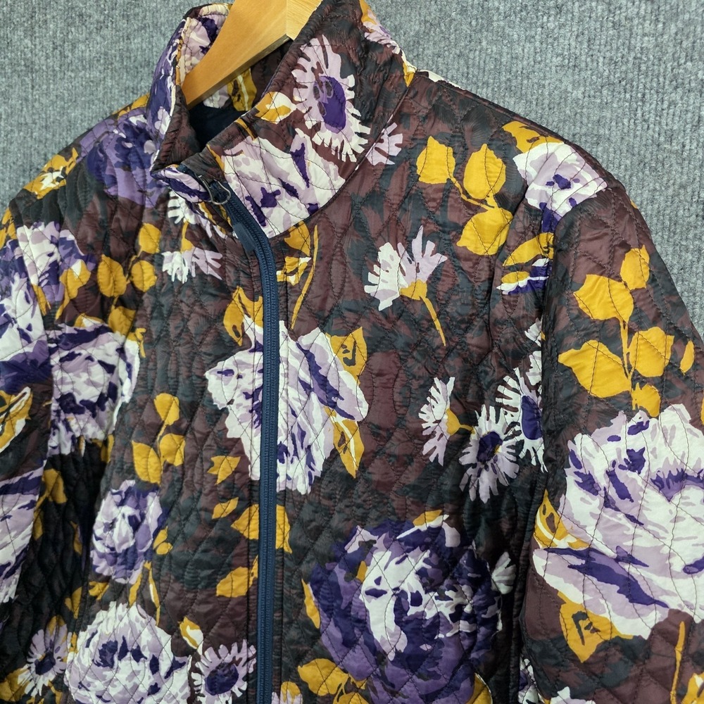 Lands End Jacket Women's XL Quilted Puffer Purple Floral Barn‎ Chore Ranch Coat - Picture 2 of 8